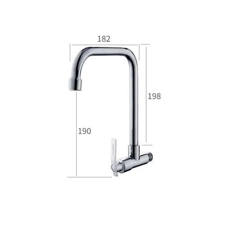 Robinet de Cuisine Mural Eau Froide Chromé, Bec Haut ou Long Orientable