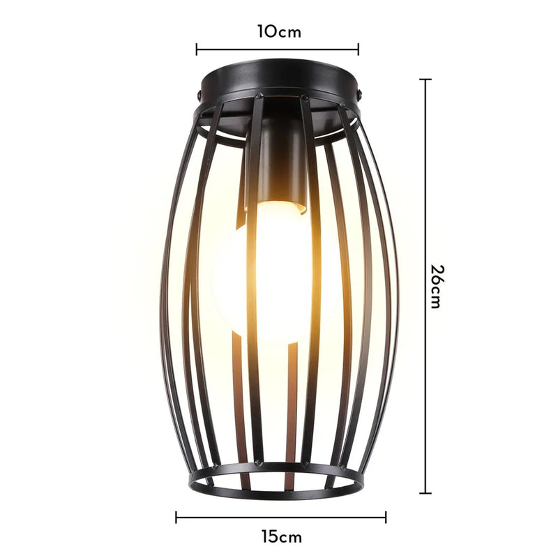 Plafonnier Cuisine Industriel Noir Semi-Encastré, Cage Métal, 25 Modèles au Choix