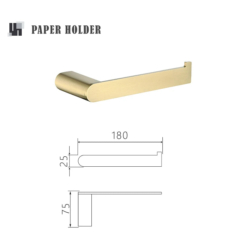 Accessoires Salle de Bain Doré Brossé en Inox 304, à la Pièce ou en Lot
