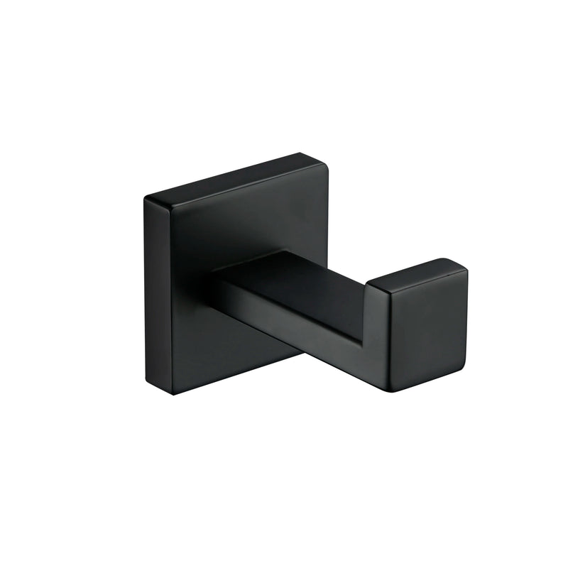 Accessoires Salle de Bain Carrés Inox Noir Mat à la Pièce, 6 Articles