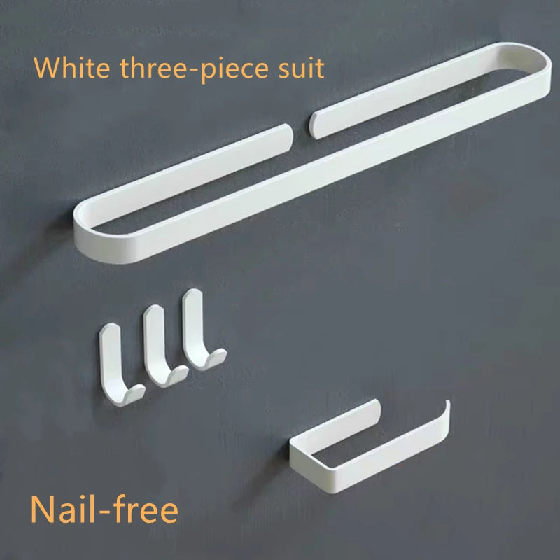 Kit Porte-Serviette Aluminium Blanc Sans Perçage