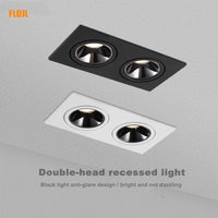Spot LED Encastrable Carré Cuisine Anti-Éblouissement, Simple ou Double Tête