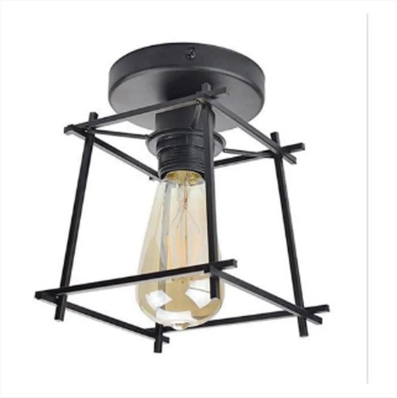 Plafonnier Cuisine Industriel Noir Semi-Encastré, Cage Métal, 25 Modèles au Choix