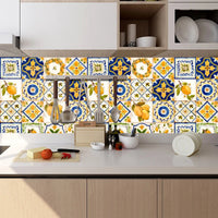 Lot de 16 Stickers Carrelage Adhésifs Motif Aquarelle