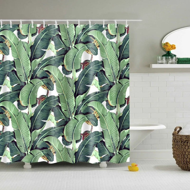 Rideau de Douche Feuillage Tropical Imperméable Polyester