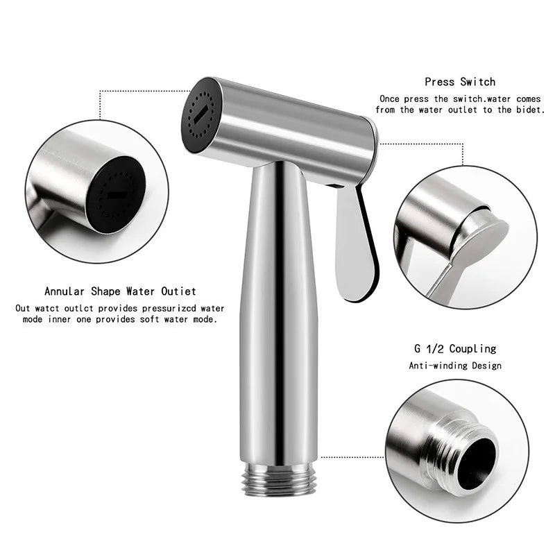 Douchette WC Deux Modes Manuel et Continu Inox