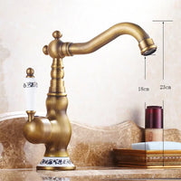 Mitigeur Lavabo Rétro Laiton Antique Pivotant, Poignée Céramique ou Laiton