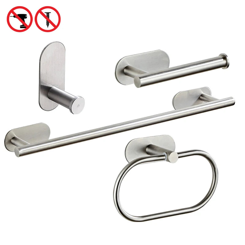 Accessoires Salle de Bain Sans Perçage à la Pièce, 4 Finitions