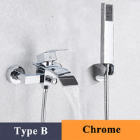 Robinet de Baignoire Mural Chromé Cascade Bain-Douche