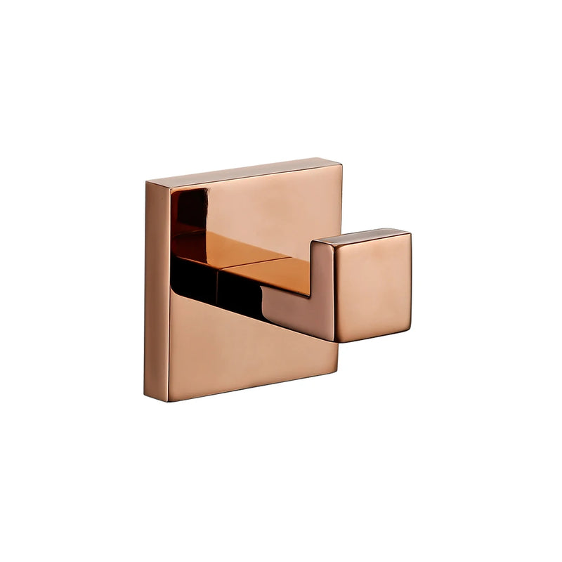 Accessoires Salle de Bain Inox Or Rose Poli Carrés à la Pièce, 5 Articles