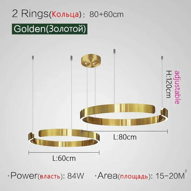 Suspension Cuisine LED Anneaux Ouverts, Ø 40 à 80 cm