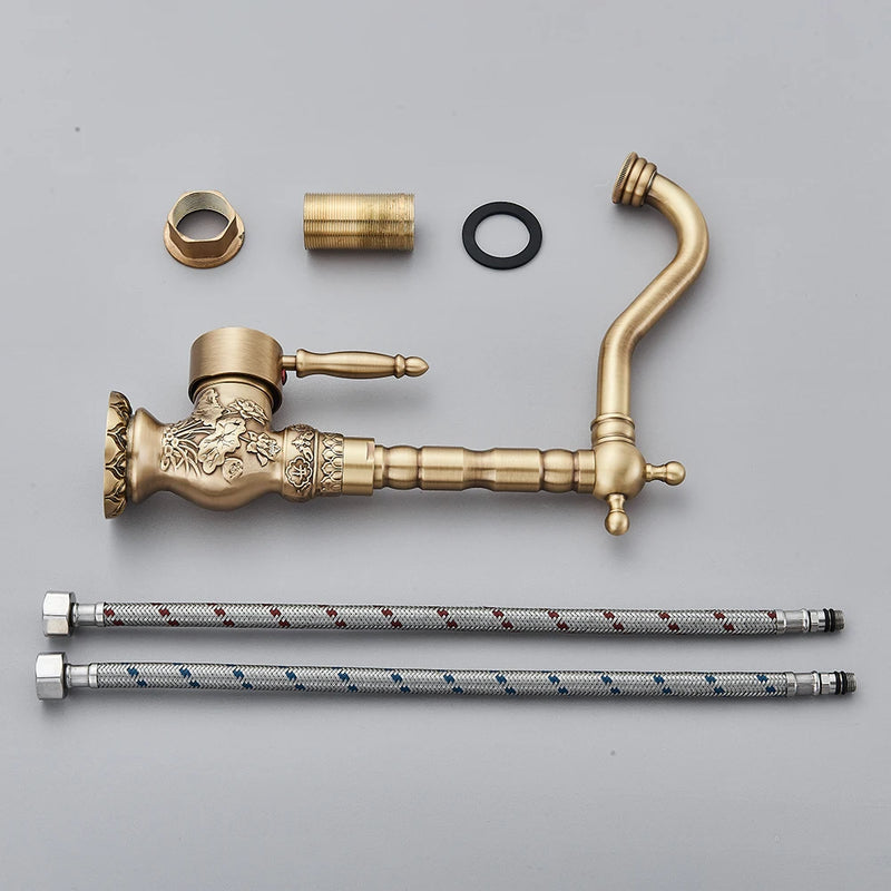 Mitigeur Lavabo Bronze Haut Trou Unique