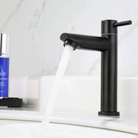 Robinet Lave-Main Eau Froide Inox 304 Noir ou Brossé, 18 cm