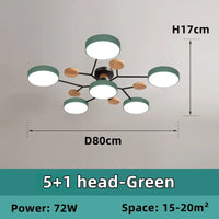 Plafonnier LED Nordique Bois, 1 à 7 Têtes, 4 Coloris