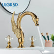 Mitigeur de Lavabo 3 Pièces Cygne Doré Rétro