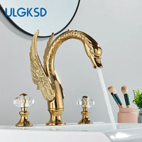 Mitigeur de Lavabo 3 Pièces Cygne Doré Rétro