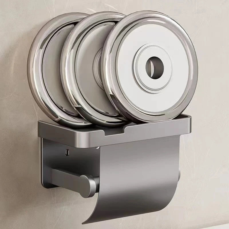 Porte-Papier Toilette Mural Aluminium avec Tablette, Noir ou Gris Anthracite