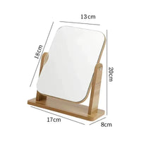 Miroir de Table Pivotant en Bois Rectangulaire, 17 x 22 ou 13 x 18 cm