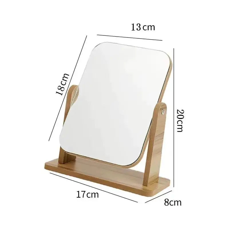 Miroir de Table Pivotant en Bois Rectangulaire, 17 x 22 ou 13 x 18 cm