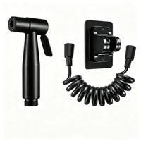 Douchette WC Inox Kit avec Flexible Spiralé 3 m, Noir ou Argent