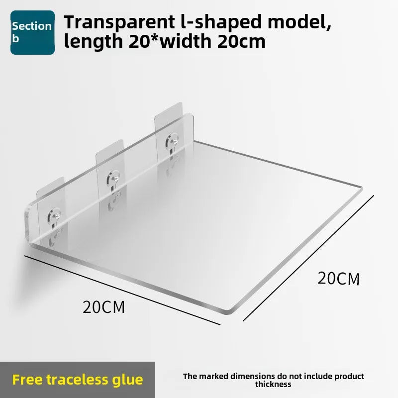 Étagère Salle de Bain Murale en Acrylique Transparente, Sans Perçage