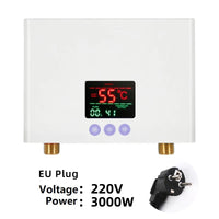 Chauffe-Eau Instantané Électrique Mural avec Télécommande, 3 000 ou 5 500 W