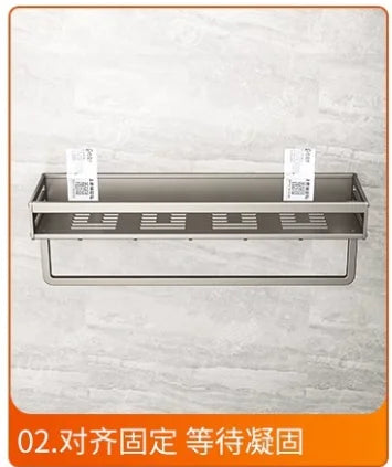 Étagère Murale Salle de Bain Aluminium Sans Perçage, 30 à 60 cm
