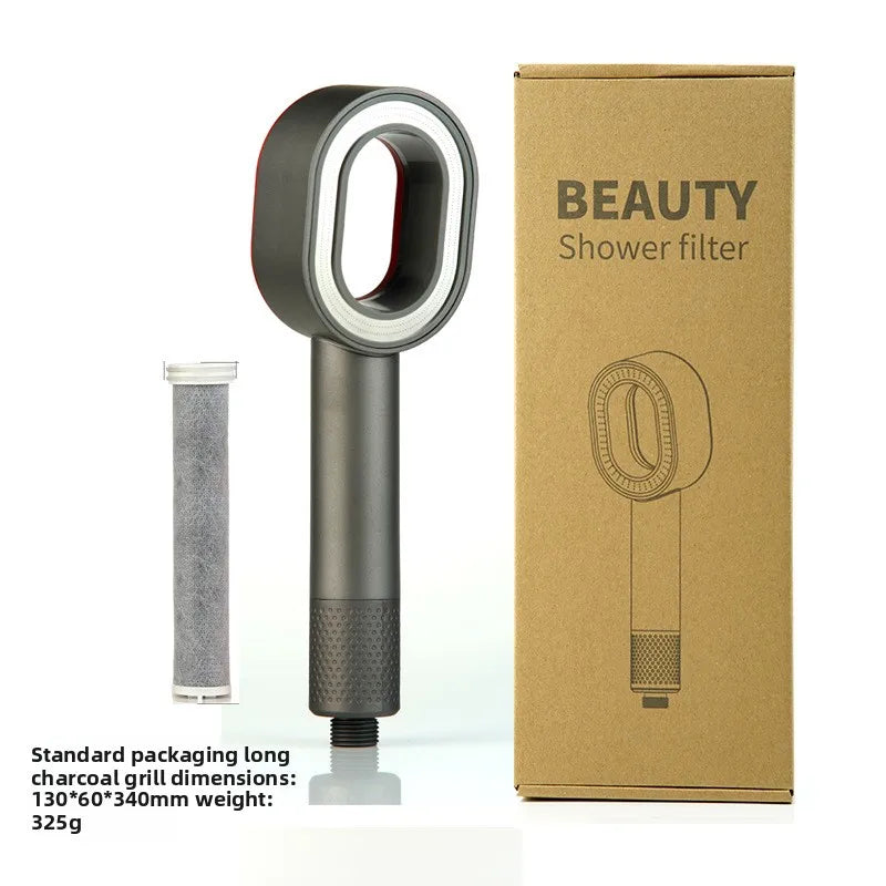 Pommeau de Douche Filtrant à Tête Ovale Ajourée, Cartouche Charbon, 7 Coloris