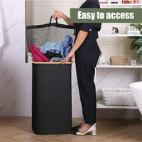 Panier à Linge Pliable 100 L Couvercle et Sac Amovible