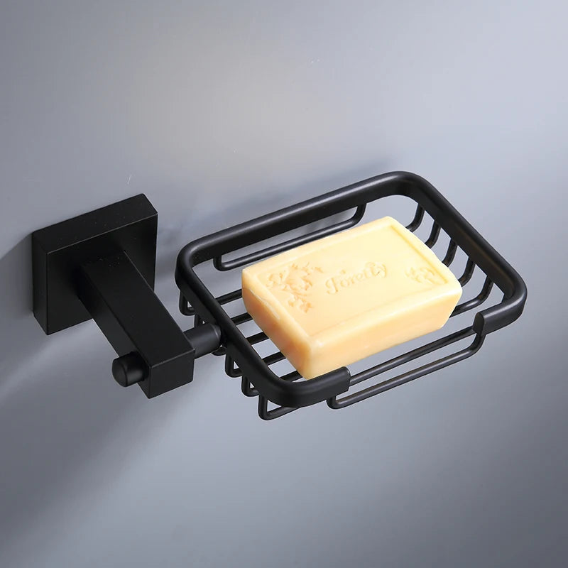 Accessoires Salle de Bain Aluminium Noir Mat à la Pièce, 19 Articles