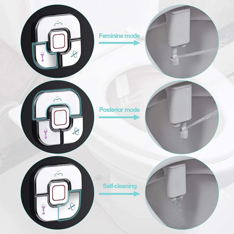 Bidet WC Non Électrique Ultra-Fin 5 mm Noir et Chromé Eau Froide