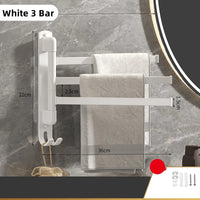 Porte-Serviette Pivotant Mural Inox Noir ou Blanc, 1 à 5 Barres
