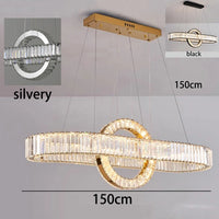 Suspension Cuisine LED Cristal Linéaire à Anneau, 90 à 150 cm