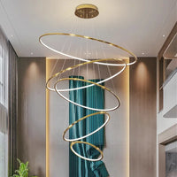 Suspension Cuisine LED à 5, 6 ou 7 Anneaux, Double Hauteur et Escalier