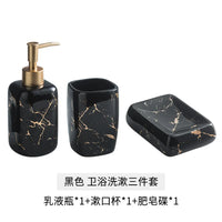 Set Accessoires Salle de Bain Céramique Marbrée Veines Dorées, 3 ou 4 Pièces