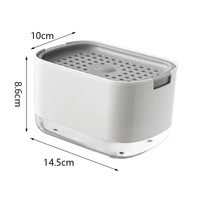 Distributeur de Savon Vaisselle avec Porte-Éponge, Noir ou Blanc, 14,5 cm