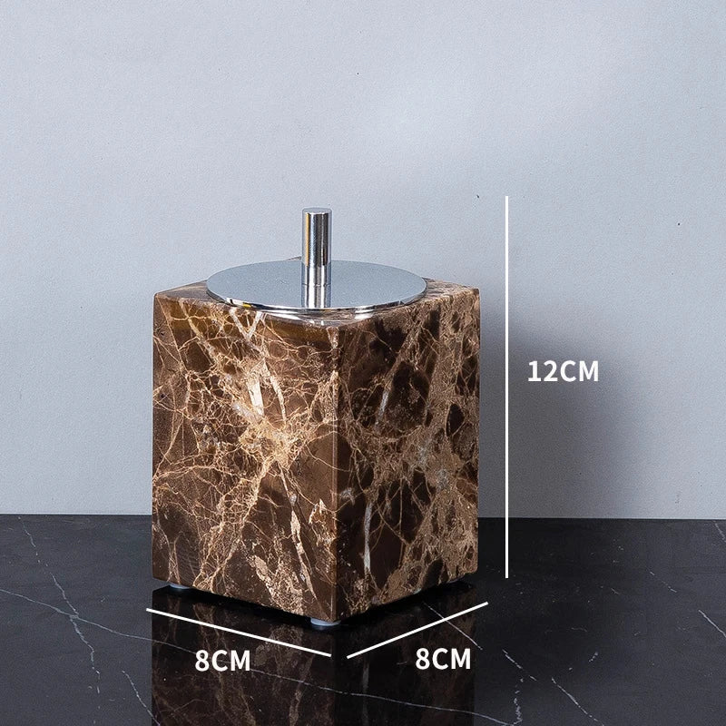 Accessoires Salle de Bain Marbre Marron Foncé à la Pièce, 9 Articles