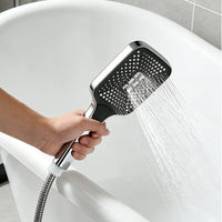 Pommeau de Douche à Main Carré Noir et Chromé 3 Modes, Économie d'Eau