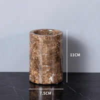 Accessoires Salle de Bain Marbre Marron Foncé à la Pièce, 9 Articles