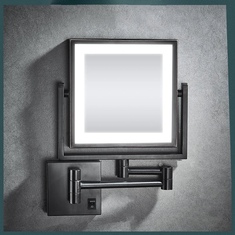 Miroir Grossissant LED Mural Bras Extensible Carré 3X