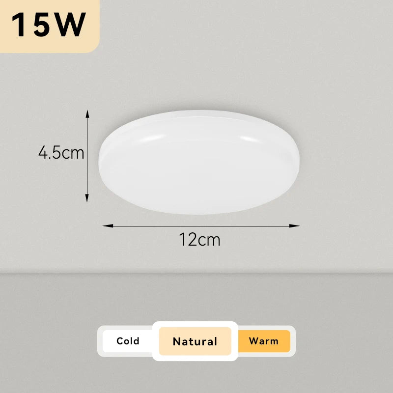Plafonnier Cuisine LED Rond Ultra Plat 4,5 cm, Blanc ou Noir, 15 à 50 W