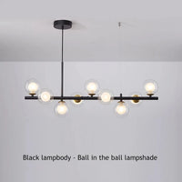 Suspension Cuisine Îlot Globes Verre, 7 à 11 Têtes, Lumière 3 Teintes
