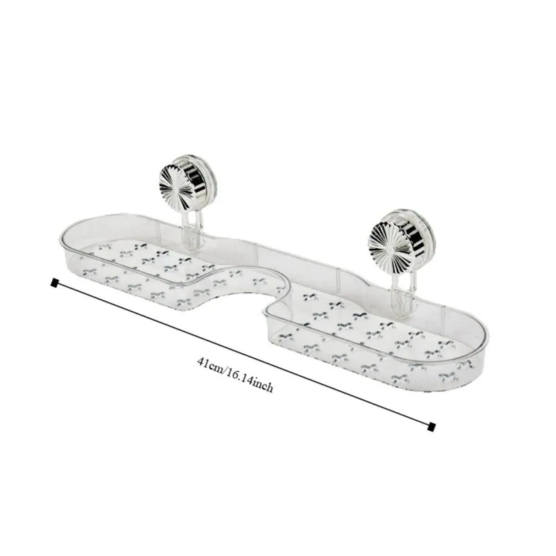 Étagère de Lavabo Murale à Ventouse Sans Perçage, Transparent ou Gris, 41 cm