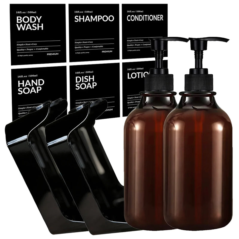 Distributeur de Savon Mural Douche Sans Perçage Lot de Flacons
