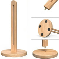 Porte-Essuie-Tout en Bois sur Pied, Tige Ajourée et Base Antidérapante 31 cm