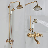 Colonne de Douche Rétro Laiton Antique ou Noir Mat, Pommeau Pluie 20 cm