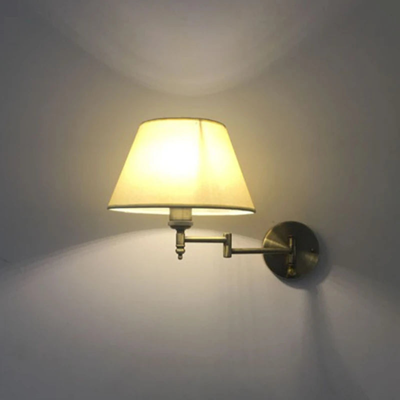 Applique Murale à Bras Articulé 30 cm Doré avec Abat-Jour pour Chevet