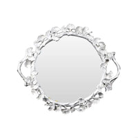 Plateau Miroir Feuillage Sculpté Doré ou Argenté, 44,5 x 38 cm