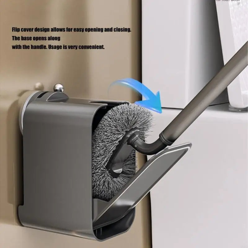 Brosse WC Murale Sans Perçage avec Support à Couvercle Basculant, 47,5 cm