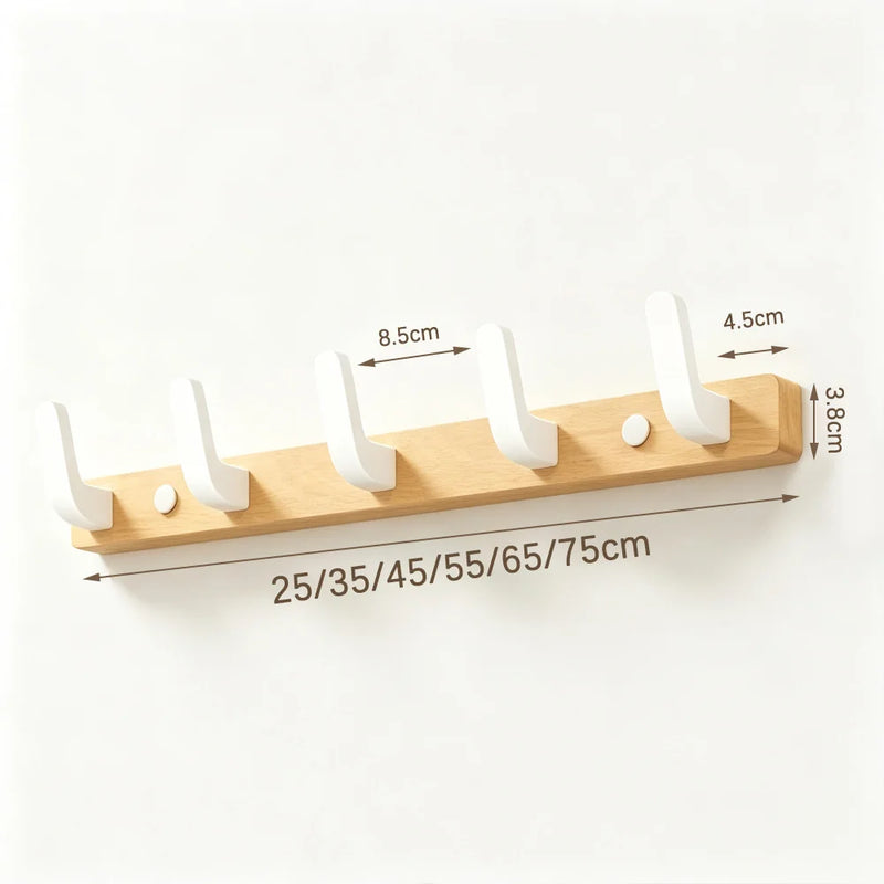 Set Accessoires Salle de Bain Bois et Blanc 7 Pièces